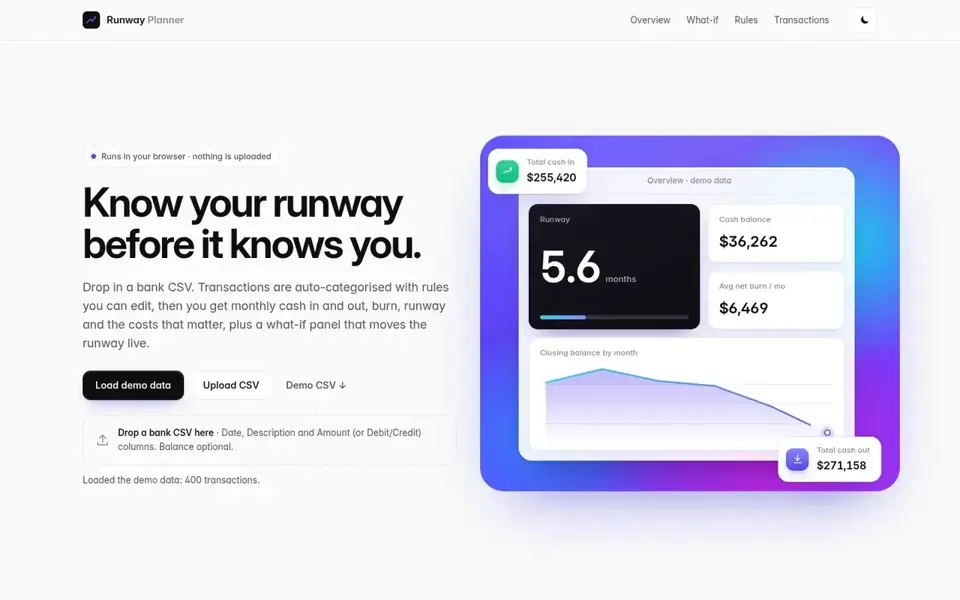 Runway — screenshot of runway.prabhattiwari.in